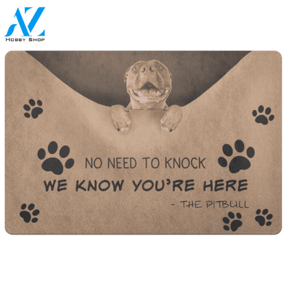 We Know You're Here The Pitbull Doormat | Welcome Mat | House Warming Gift