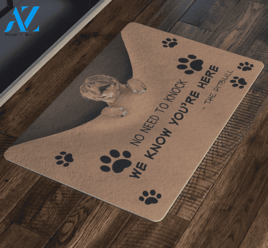 We Know You're Here The Pitbull Doormat | Welcome Mat | House Warming Gift