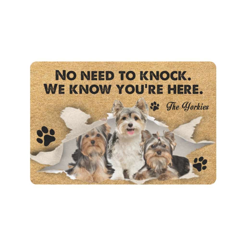 We Know You're Here Yorkshire Terrier Dogs Lover Doormat Welcome Mat