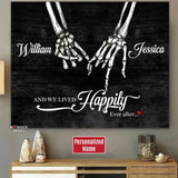 We Lived Happily - Gothic Skull Couple  Canvas Gallery Wraps