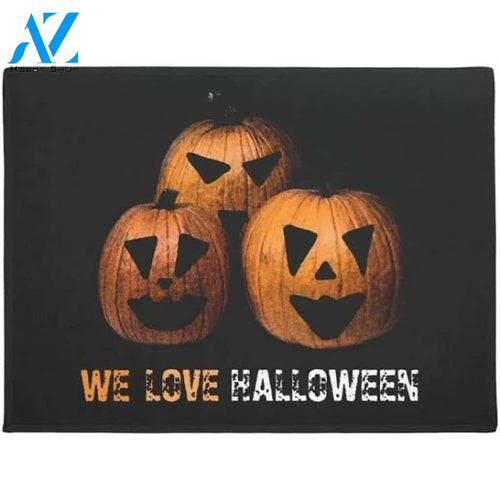 We Love Halloween Pumpkins Halloween Doormat Indoor and Outdoor Mat Entrance Rug Funny Home Decor Closing Gift Gift for Friend Idea