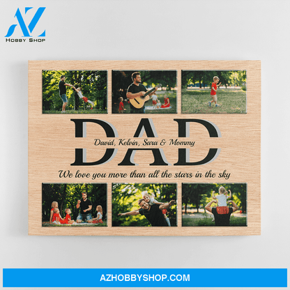 Personalized Canvas, We Love You More Than All The Stars In The Sky Wood Color Canvas Wall Art, Gift Father's Day