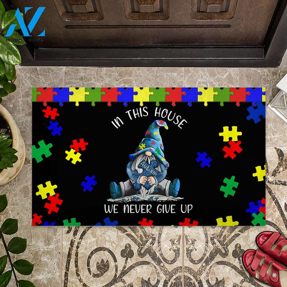 We Never Give Up - Autism Awareness Doormat