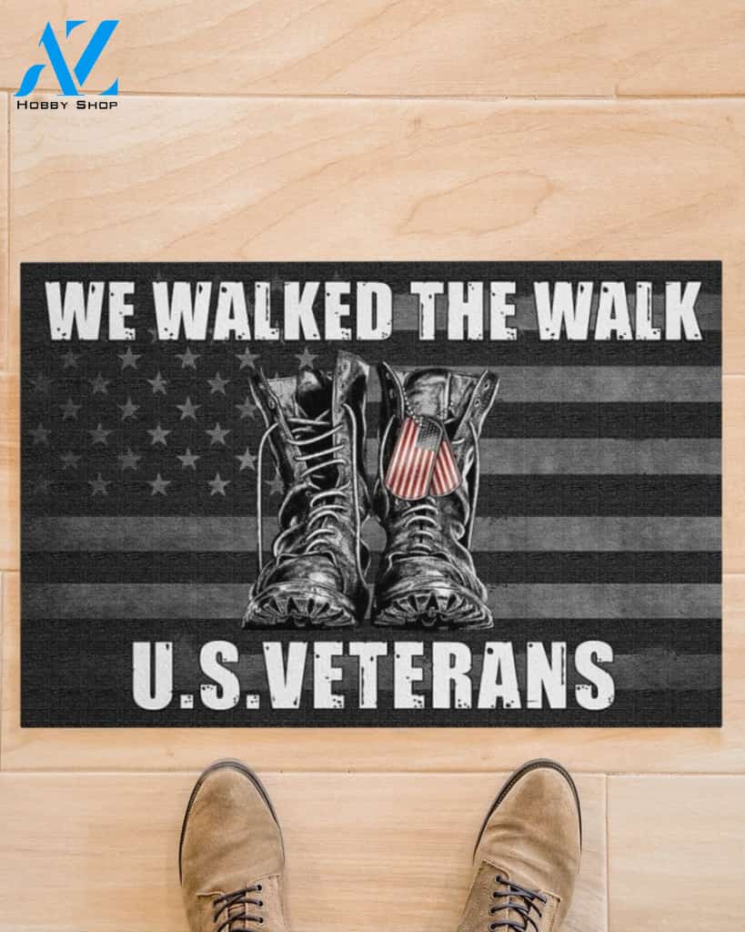 We Walked The Walk U.S. Veterans Doormat Welcome Mat Housewarming Gift Home Decor Funny Doormat Gift Idea For Veteran Gift For Friend