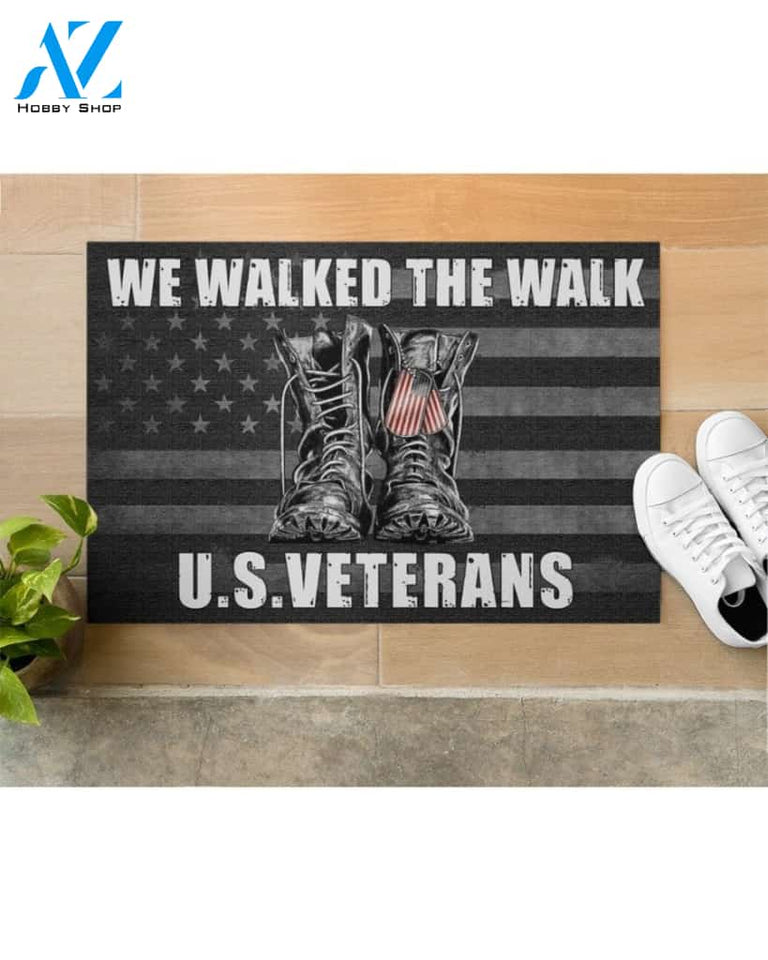 We Walked The Walk U.S. Veterans Doormat Welcome Mat Housewarming Gift Home Decor Funny Doormat Gift Idea For Veteran Gift For Friend
