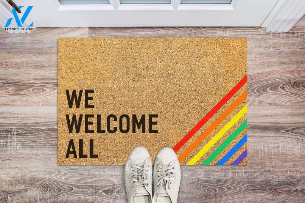 We Welcome All - LGBT Doormat | Welcome Mat | House Warming Gift | Christmas Gift Decor
