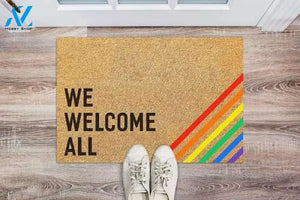We Welcome All LGBT Printed Doormat Home Decor