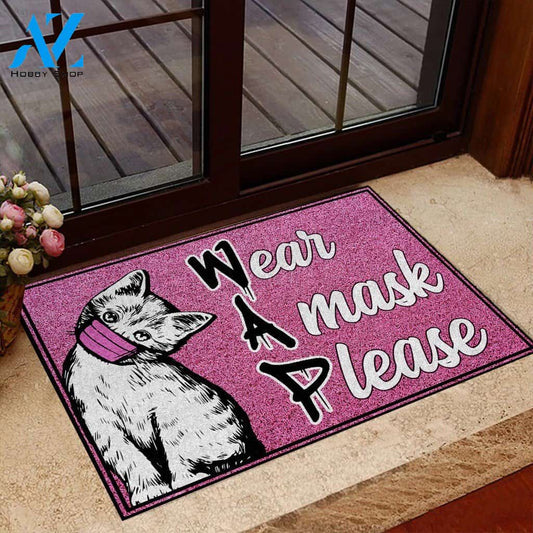 Wear mask please Cat Doormat | Welcome Mat | House Warming Gift