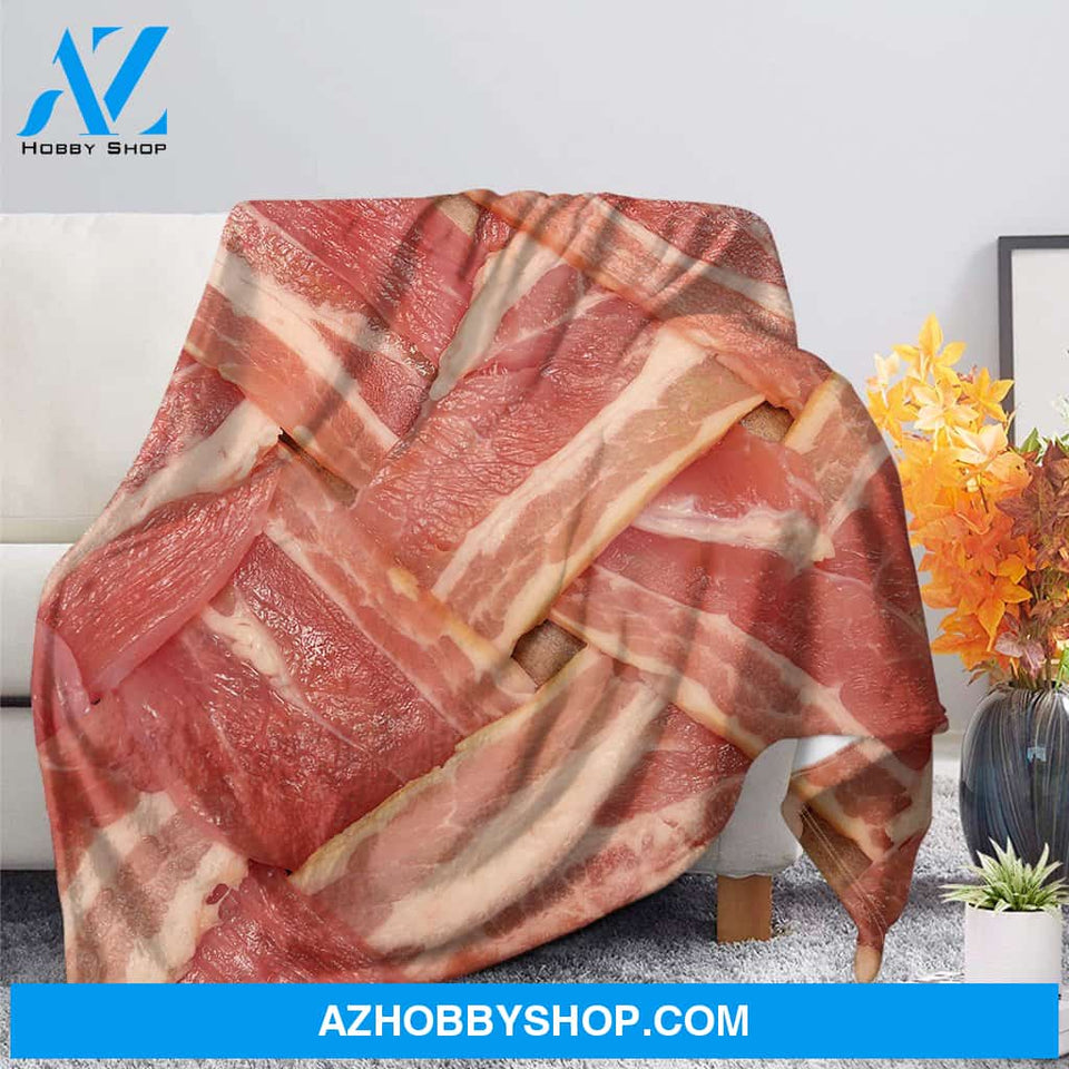 Weaving Bacon Blanket, Funny Fleece Blanket, Food Blanket Gift For Friend Family Birthday Gift Home Decor Bedding Couch Sofa Soft and Comfy Cozy