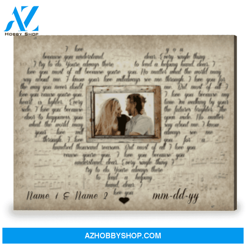 Wedding First Dance Photo Any Song Lyrics Wall Art Gift For Couple