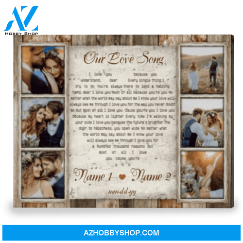 Wedding Song Lyrics Gift Customized Gift For Anniversary Canvas Print
