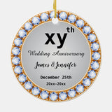 Wedding Anniversary Diamond Custom Years & Names Ceramic Ornament
