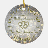 Wedding Anniversary Two Hearts Ceramic Ornament