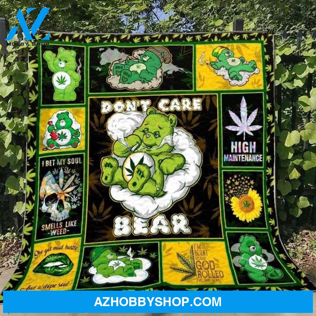Weed Dont Care Bear Fleece Blanket