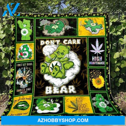 Weed Dont Care Bear Fleece Blanket
