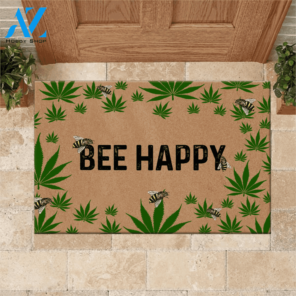 Weed Doormat Bee Happy | Welcome Mat | House Warming Gift