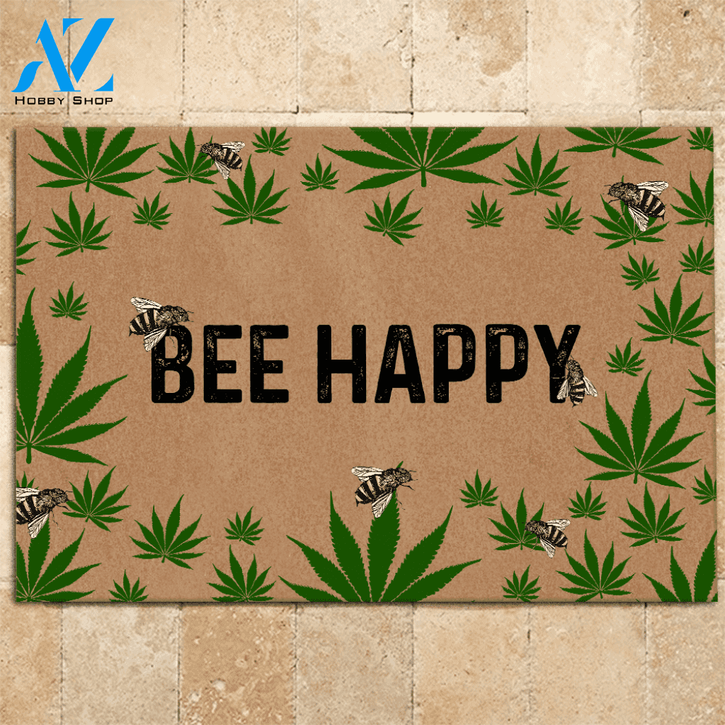 Weed Doormat Bee Happy | Welcome Mat | House Warming Gift