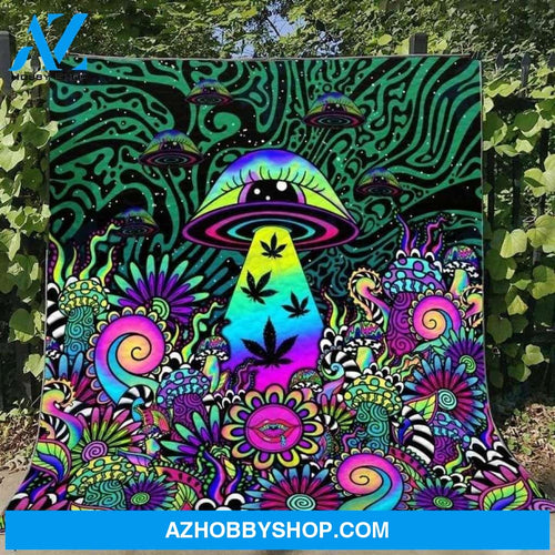 Weed Mushroom Psychedelic Color Fleece Blanket