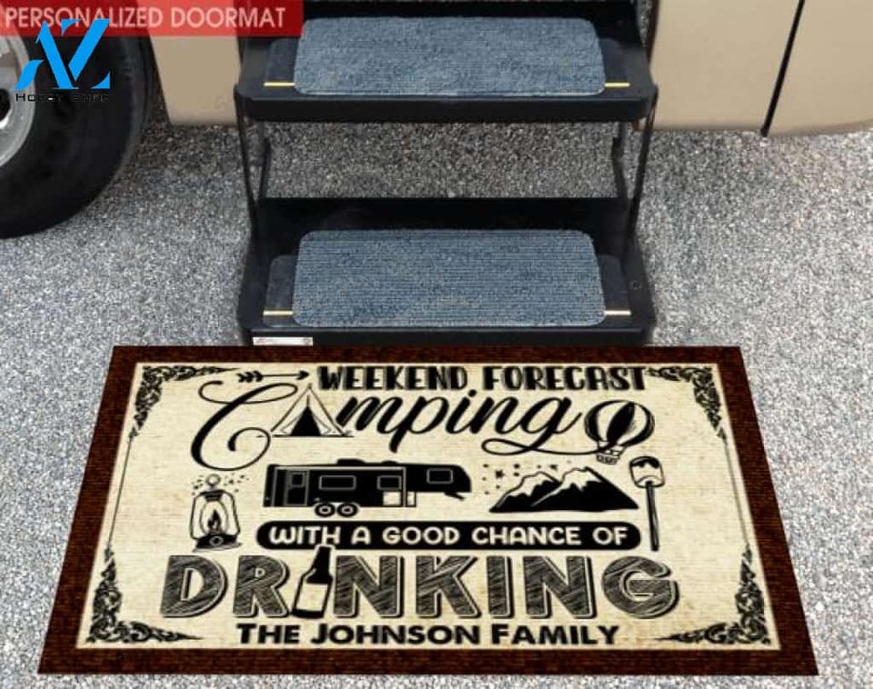 Weekend Forecast Camping With A Good Chance Of Drinking - Doormat