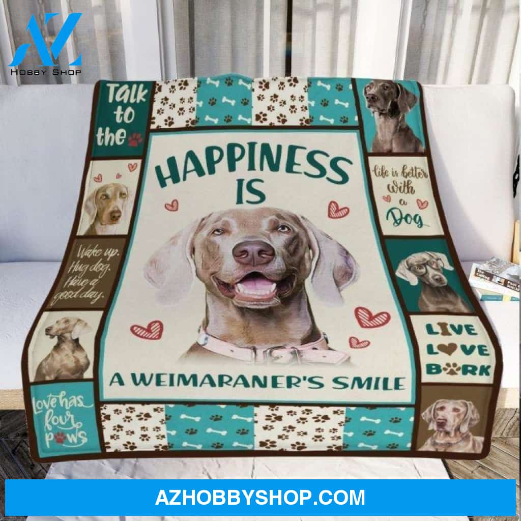 Weimaraner Dog Fleece Blanket Happiness Is A Weimaraner