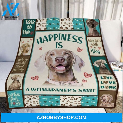 Weimaraner Dog Fleece Blanket Happiness Is A Weimaraner