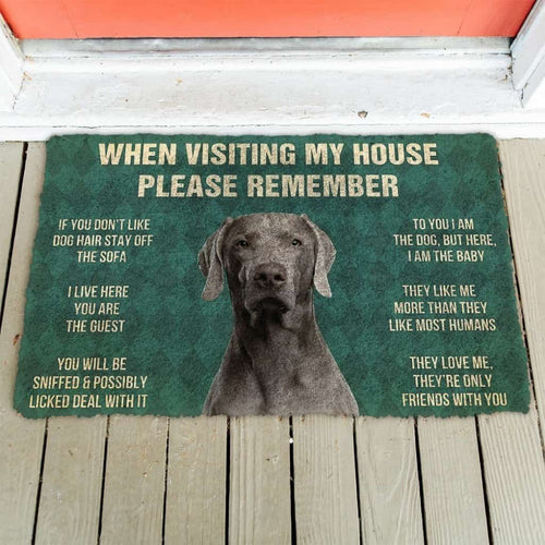 Weimaraner Dog House Rules Doormat | Colorful | Size 8x27'' 24x36''