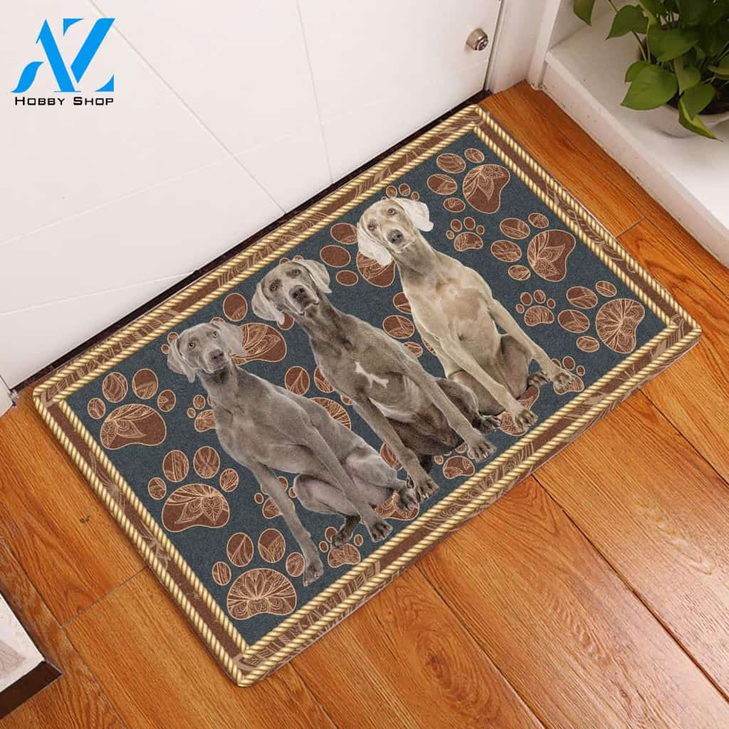 Weimaraner Flower Paw - Dog Doormat Welcome Mat House Warming Gift Home Decor Gift for Dog Lovers Funny Doormat Gift Idea