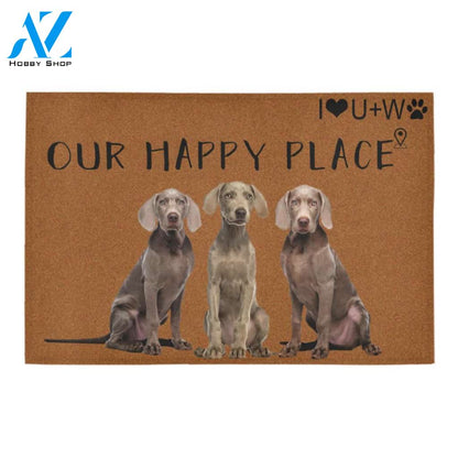 Weimaraner Happy Place Doormat Indoor And Outdoor Mat Entrance Rug Sweet Home Decor Housewarming Gift Gift For Friend Family Stem Feminist