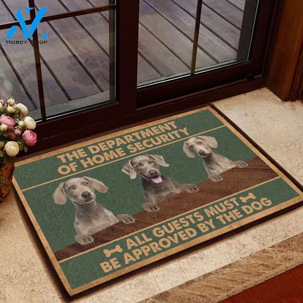 Weimaraner Home Security - Dog Doormat Welcome Mat House Warming Gift Home Decor Gift for Dog Lovers Funny Doormat Gift Idea