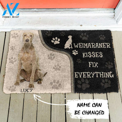 Gearhumans Gearhuman 3D Weimaraner Kisses Fix Anything Custom Name Doormat