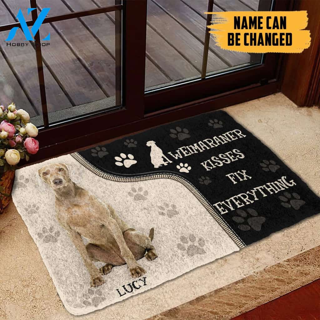 Gearhumans Gearhuman 3D Weimaraner Kisses Fix Anything Custom Name Doormat