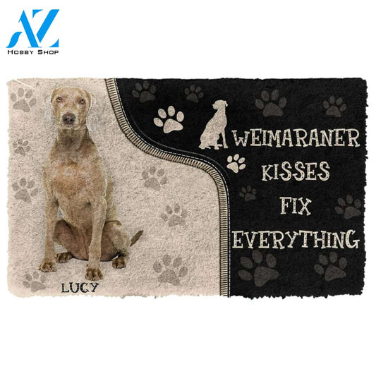 Gearhumans Gearhuman 3D Weimaraner Kisses Fix Anything Custom Name Doormat