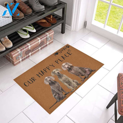 Weimaraner Our Happy Place Printed Doormat Home Decor