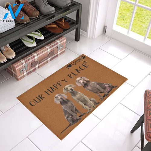 Weimaraner Our Happy Place Printed Doormat Home Decor