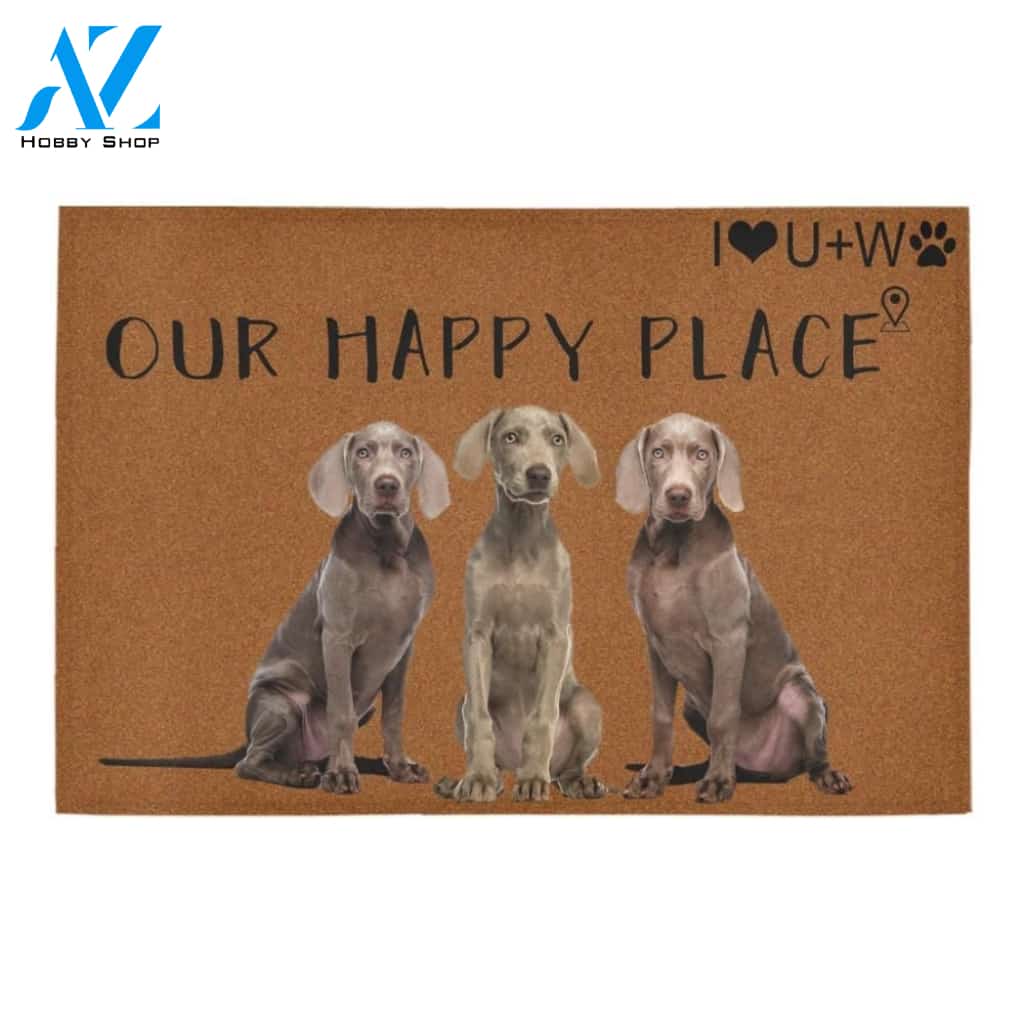 Weimaraner Our Happy Place Printed Doormat Home Decor