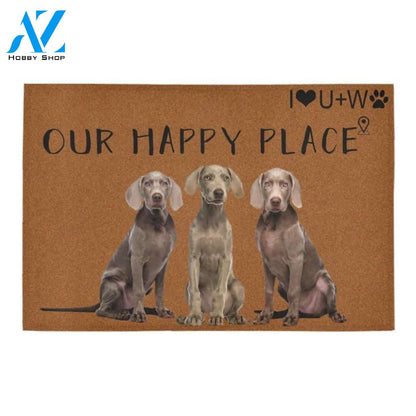 Weimaraner Our Happy Place Printed Doormat Home Decor