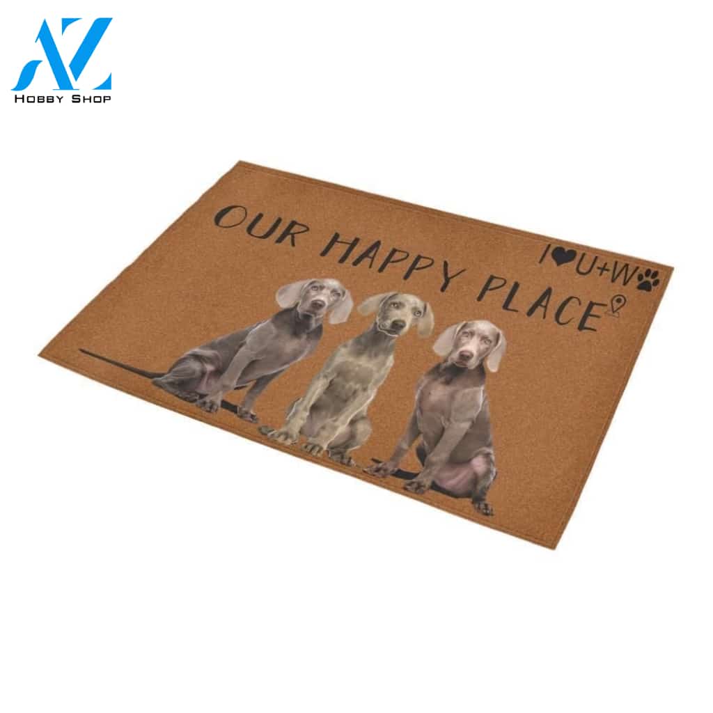Weimaraner Our Happy Place Printed Doormat Home Decor