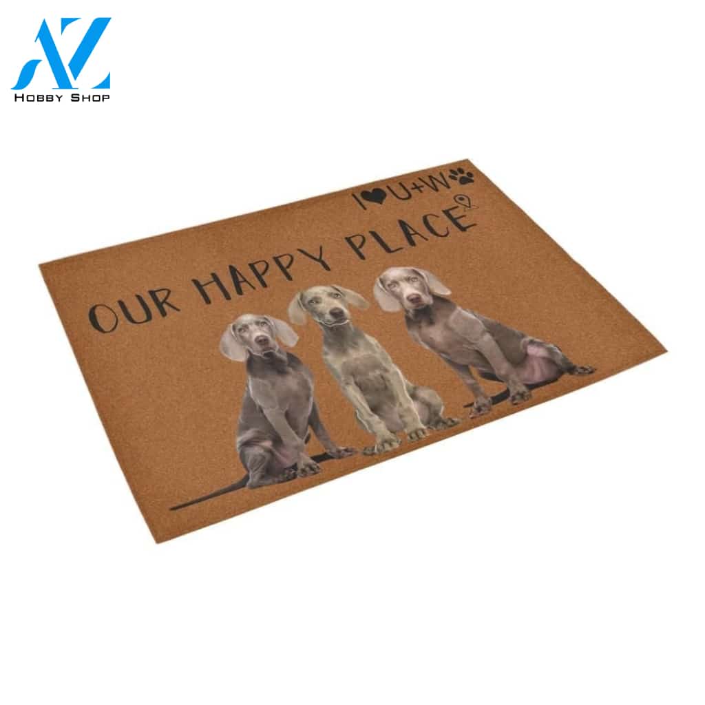 Weimaraner Our Happy Place Printed Doormat Home Decor