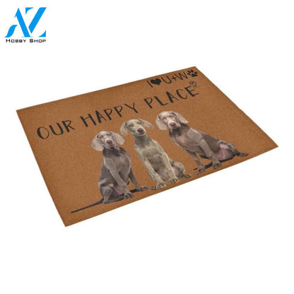 Weimaraner Our Happy Place Printed Doormat Home Decor