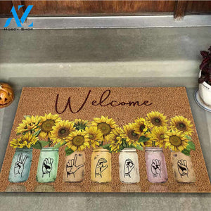 Welcome - American Sign Language Coir Pattern Print Doormat