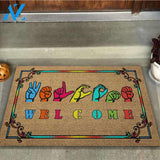 Welcome - American Sign Language Coir Pattern Print Doormat