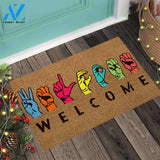 Welcome - American Sign Language Coir Pattern Print Doormat