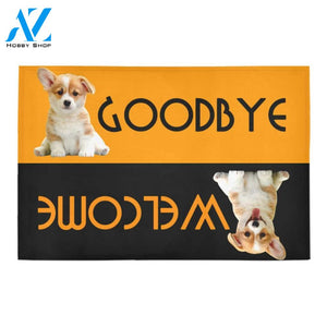 Welcome And Goodbye Cutie Corgi Doormat Indoor And Outdoor Mat Entrance Rug Sweet Home Decor Housewarming Gift Gift For Friend Family Stem Feminist