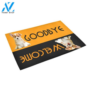Welcome And Goodbye Cutie Corgi Doormat Indoor And Outdoor Mat Entrance Rug Sweet Home Decor Housewarming Gift Gift For Friend Family Stem Feminist