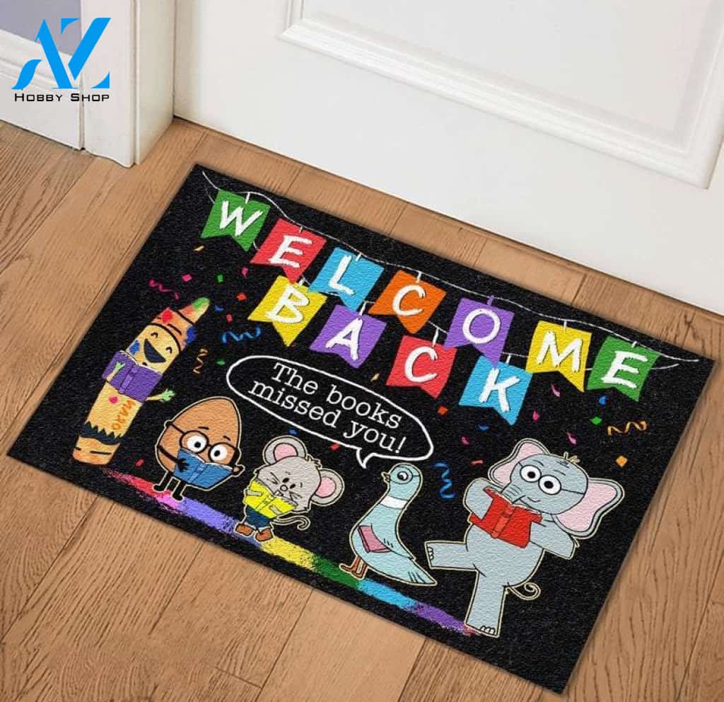 Welcome Back The Books Missed You Doormat Welcome Mat Housewarming Gift Home Decor Funny Doormat Gift For Book Lovers