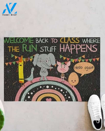 Welcome Back To Class Hello Again Cute Funny Indoor And Outdoor Doormat Warm House Gift Welcome Mat Birthday Gift For Kids Student Class Teacher School