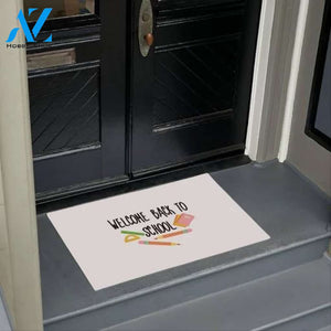 Welcome Back to School Notebook Pencil Design Doormat