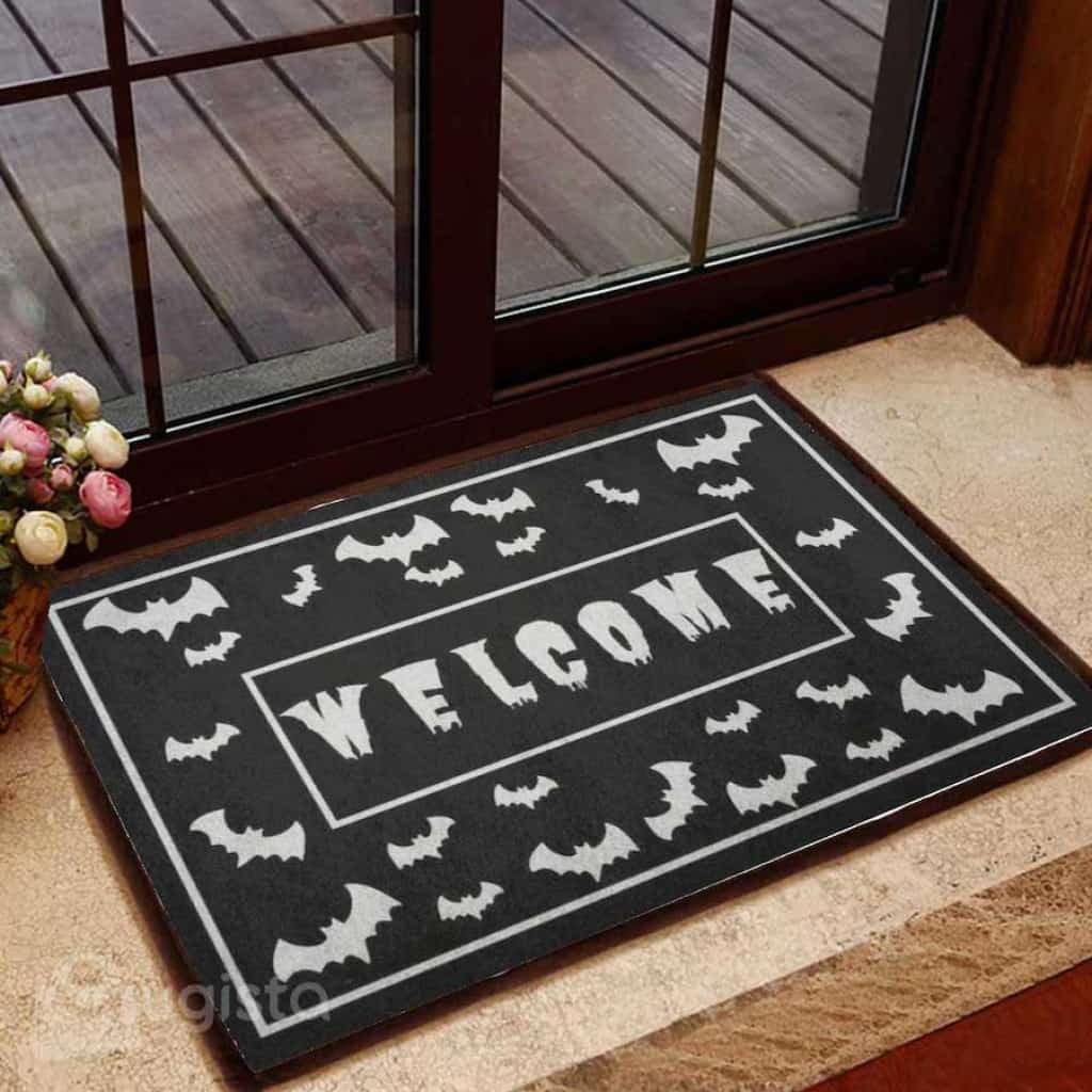 Welcome Bats Happy Halloween Spooky Doormat Welcome Mat