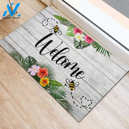 Welcome Bee Tropical Insect Doormat Indoor and Outdoor Doormat Entrance Rug Sweet Home Decor Housewarming Gift Gift for Bee Lovers Insect Lovers Gift Idea