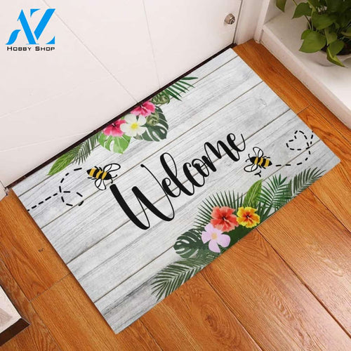 Welcome Bee Tropical Summer Funny Indoor And Outdoor Doormat Warm House Gift Welcome Mat Birthday Gift For Friend Family